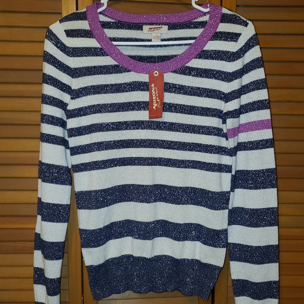 Pretty navy and berry striped sweater